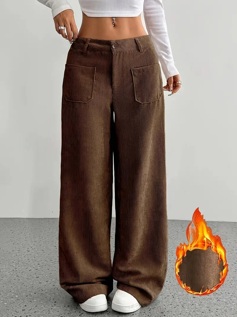 High-Waisted Corduroy Pants | Wide Leg Design | Comfortable Fit for Everyday Wear | Soft Cotton Blend