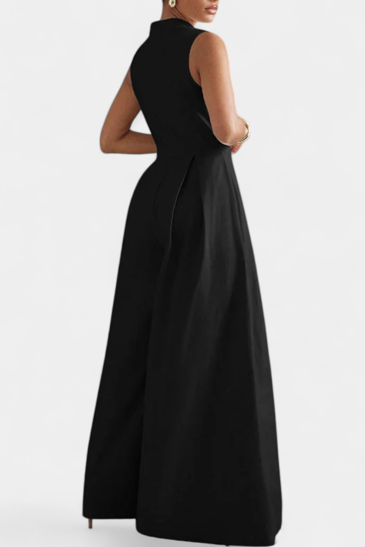 Wide Leg Jumpsuit | Pleated Design | Flattering Round Neck | Perfect for Casual or Dressy Occasions