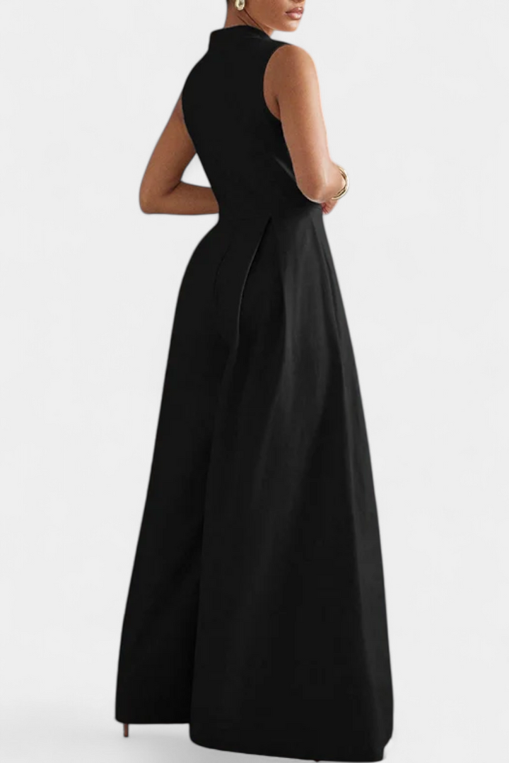 Wide Leg Jumpsuit | Pleated Design | Flattering Round Neck | Perfect for Casual or Dressy Occasions