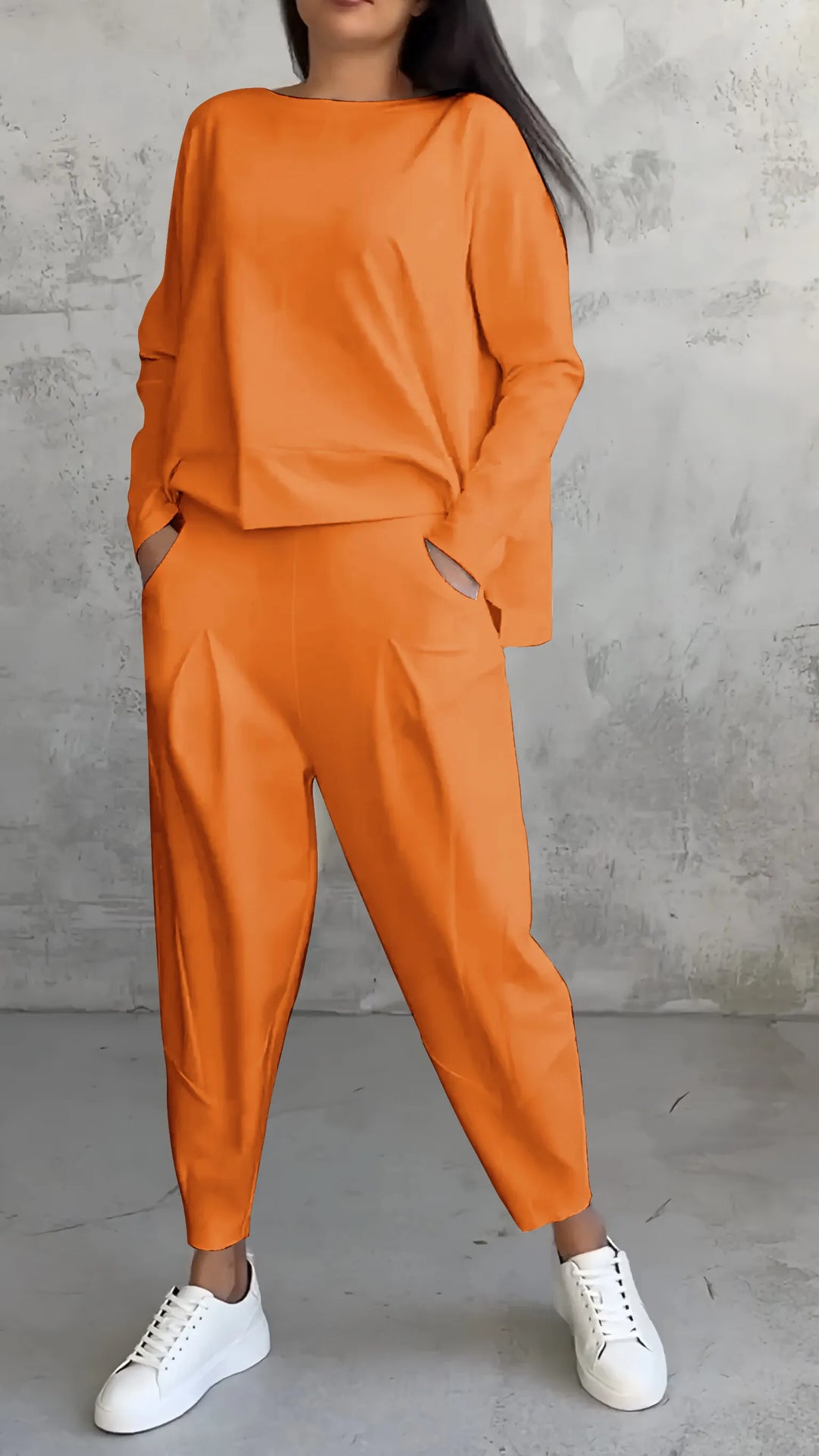 Alessandra | Women's Casual Long Sleeve Top and Harem Pants Set | Two-Piece