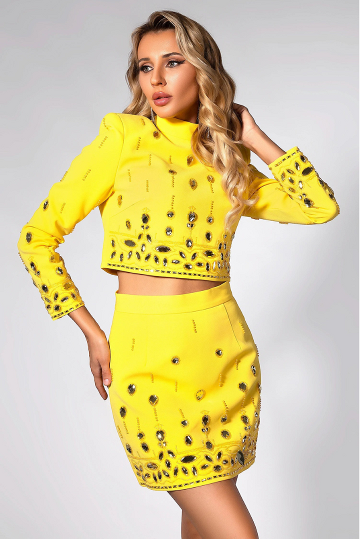 Mini Dress Set | Bright Yellow Color | Perfect for Summer Outings | Lightweight and Comfortable