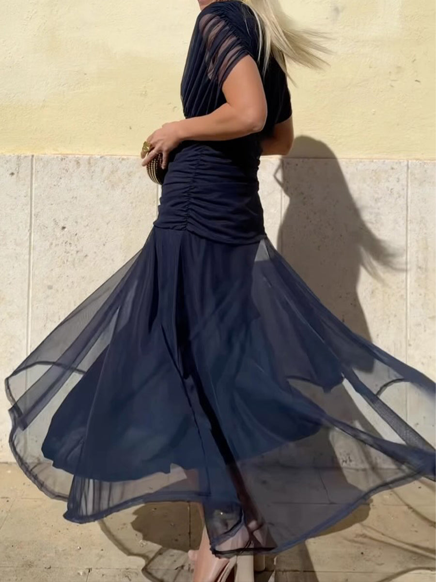Off-The-Shoulder Midi Dress | Elegant Design | Perfect for Parties | Lightweight Fabric