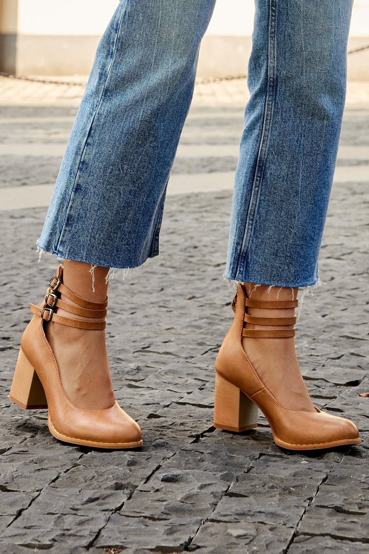 Smooth Sandals | Comfortable Ankle Strap | Supportive Thick Heel | Versatile Footwear for Everyday Wear