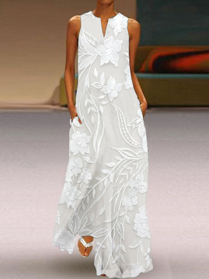 Sleeveless Printed Dress | Elegant Design | Perfect for Special Occasions | Lightweight Fabric