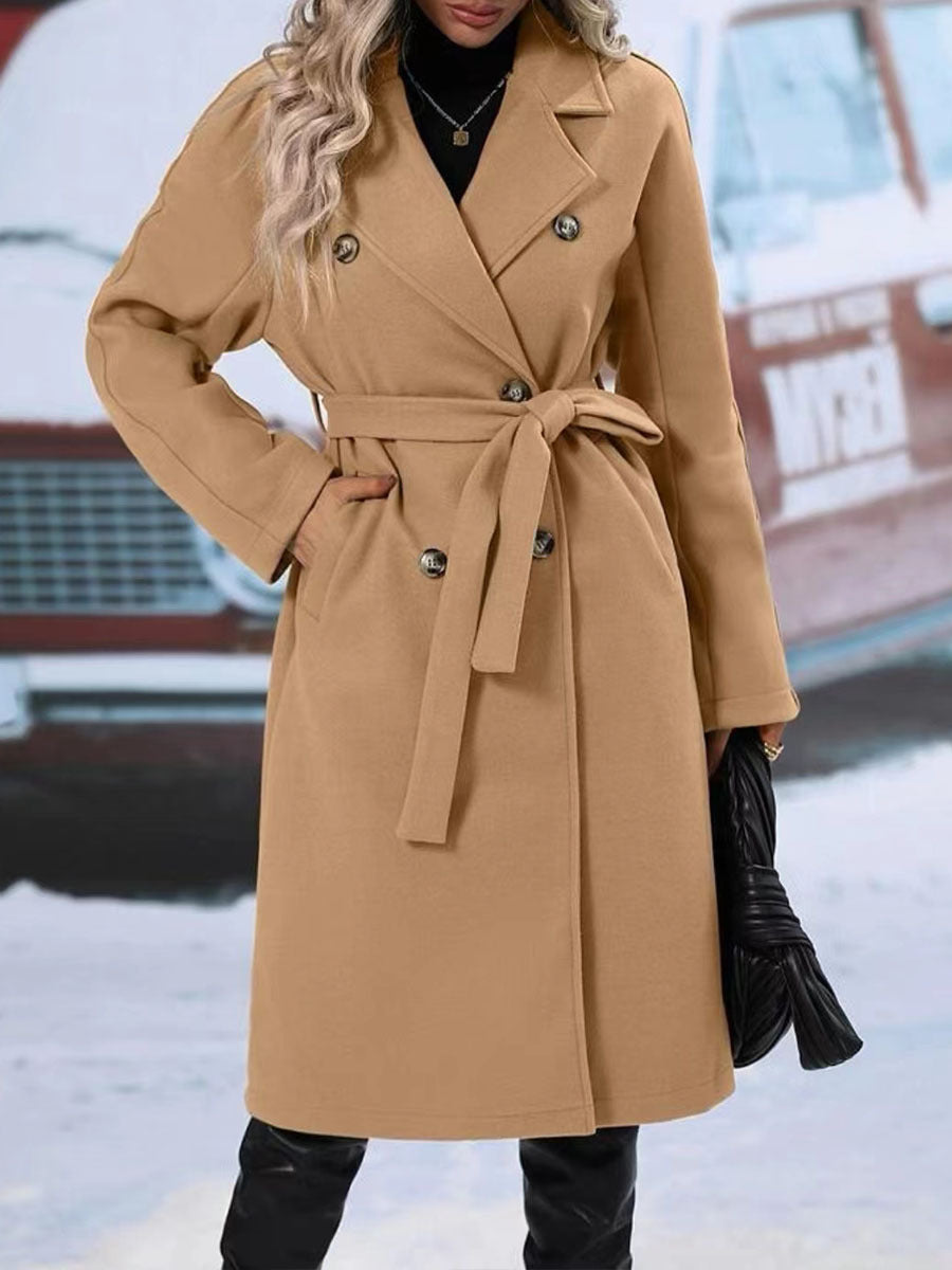 Women's double-breasted trench coat with belt