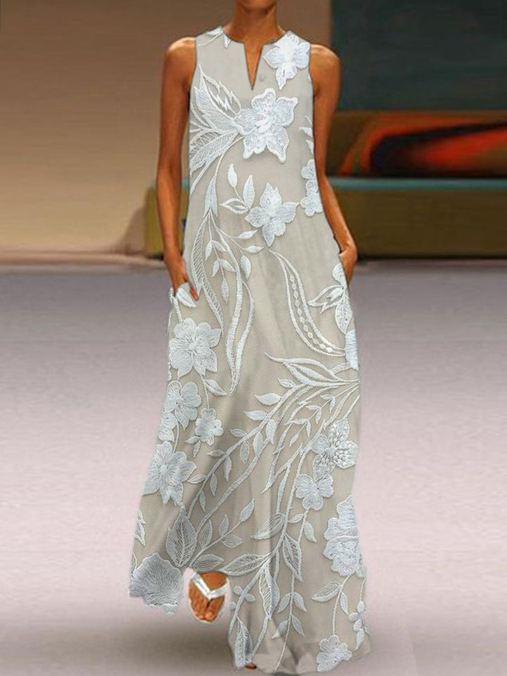 Sleeveless Printed Dress | Elegant Design | Perfect for Special Occasions | Lightweight Fabric