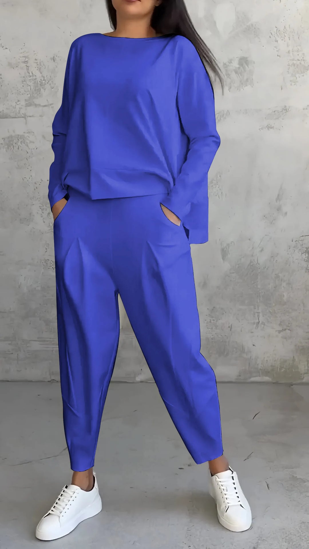 Casual Long Sleeve Top and Harem Pants Set | Comfortable Fit | Perfect for Everyday Wear | Women's Two-Piece Outfit