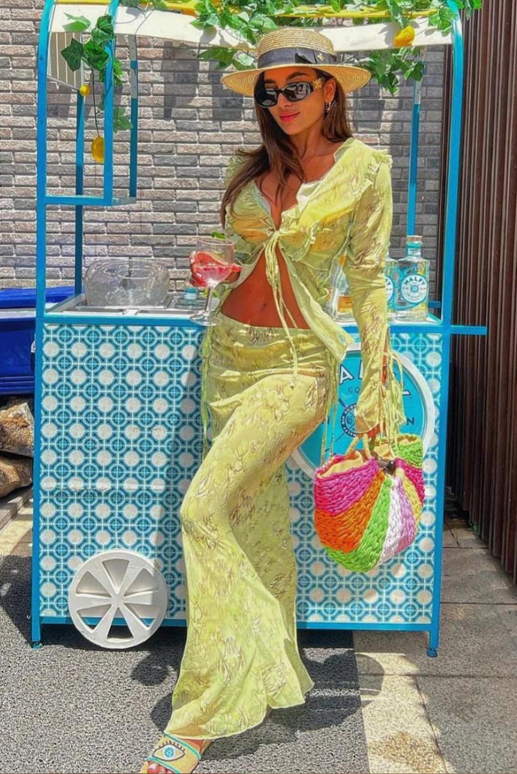 Lime Sharlene Set | Vibrant Color | Perfect for Summer Outings | Comfortable and Versatile Outfit