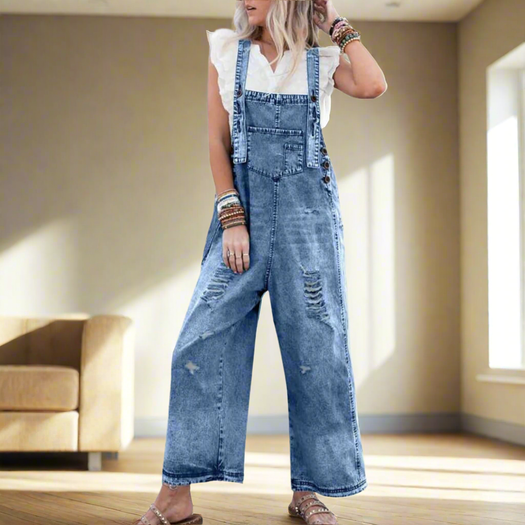 Vintage Wash Jumpsuit | Adjustable Fit | Effortless Style for Any Occasion | Soft Cotton Blend