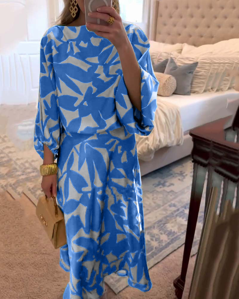 Two-Piece Printed Set | Lantern Sleeves | Comfortable and Chic | Perfect for Any Occasion
