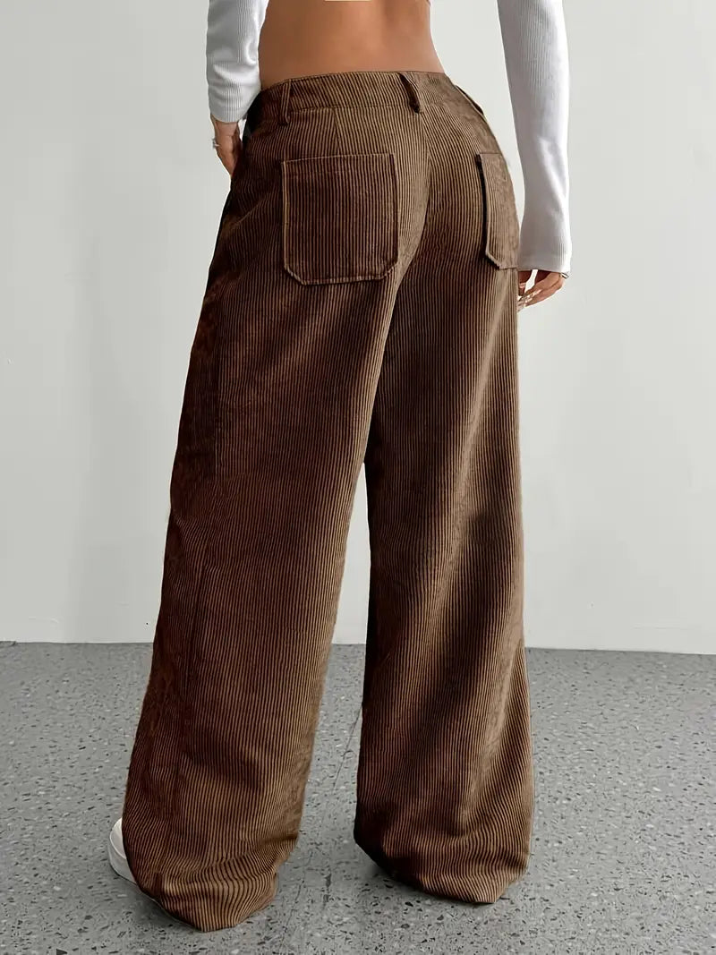 High-Waisted Corduroy Pants | Wide Leg Design | Comfortable Fit for Everyday Wear | Soft Cotton Blend