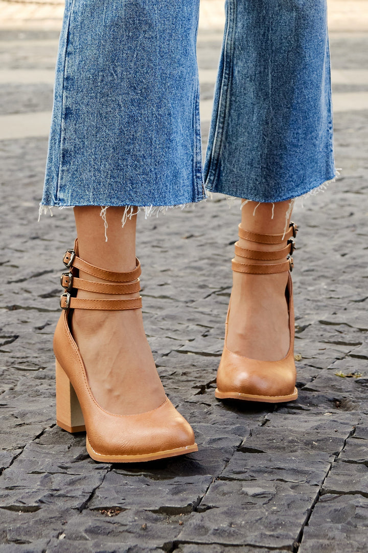 Smooth Sandals | Comfortable Ankle Strap | Supportive Thick Heel | Versatile Footwear for Everyday Wear