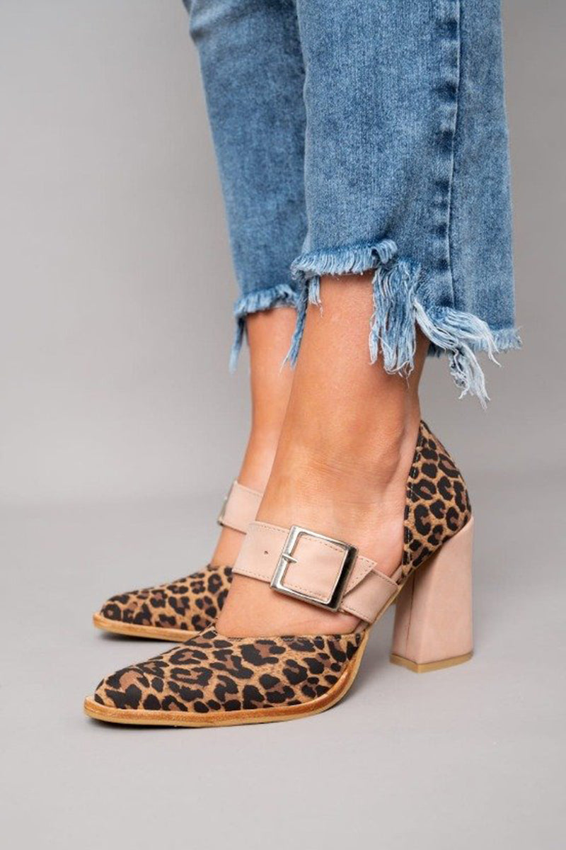 Leopard Suede Sandals | Stable Heel Design | Comfortable Fit for All-Day Wear | Perfect for Summer Outings