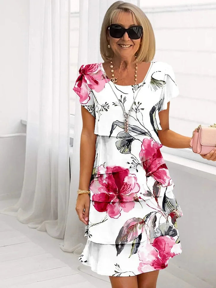 Cascading Floral Dress | Multi-Plant Design | Perfect for Any Occasion | Lightweight and Flowing Fabric