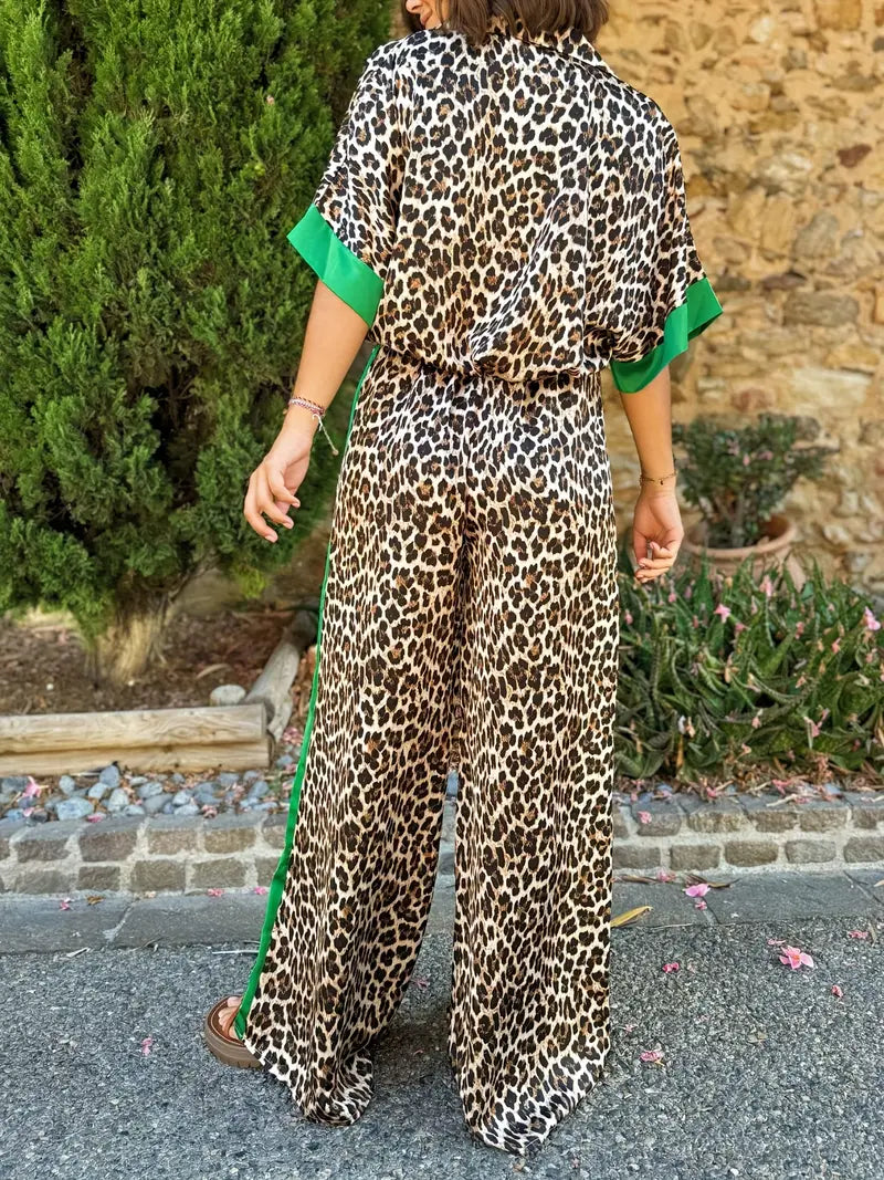 Leopard Print Wide Leg Ensemble | Effortless Style | Perfect for Any Occasion | Lightweight Fabric