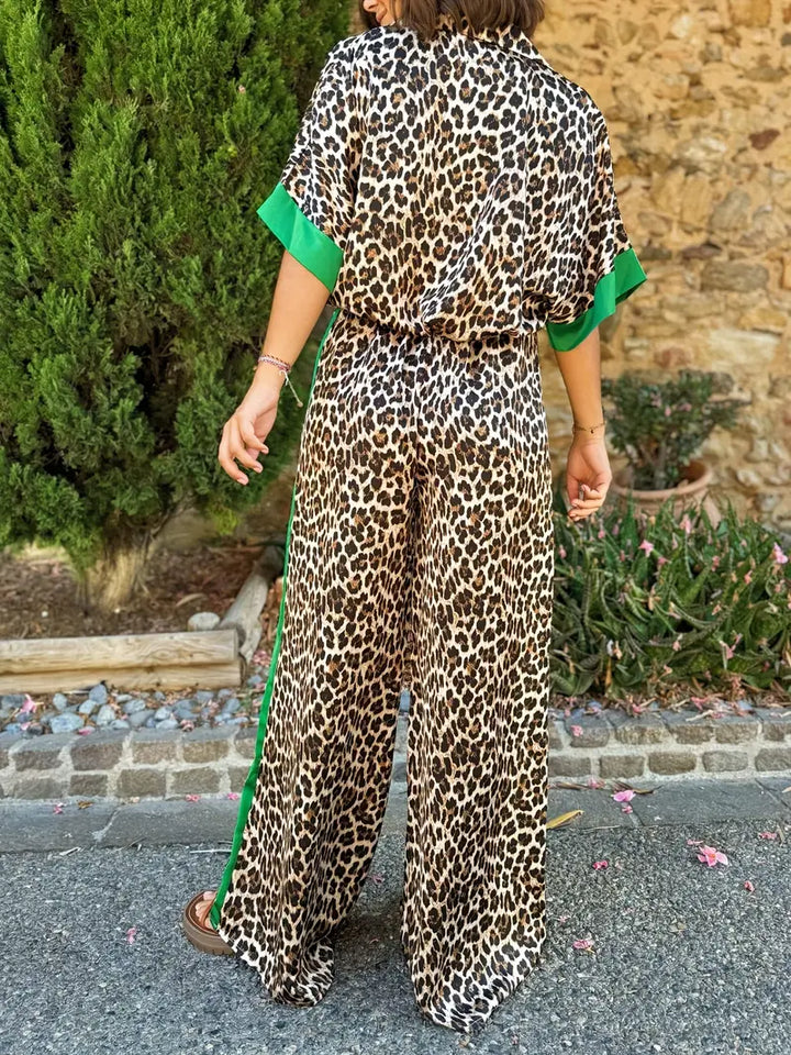 Leopard Print Wide Leg Ensemble | Effortless Style | Perfect for Any Occasion | Lightweight Fabric