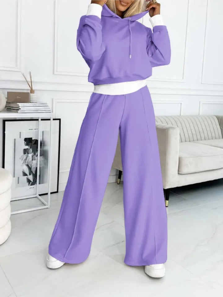 Hooded Top and Wide-Leg Pants Set for Women | Timeless Comfort | Versatile Everyday Wear