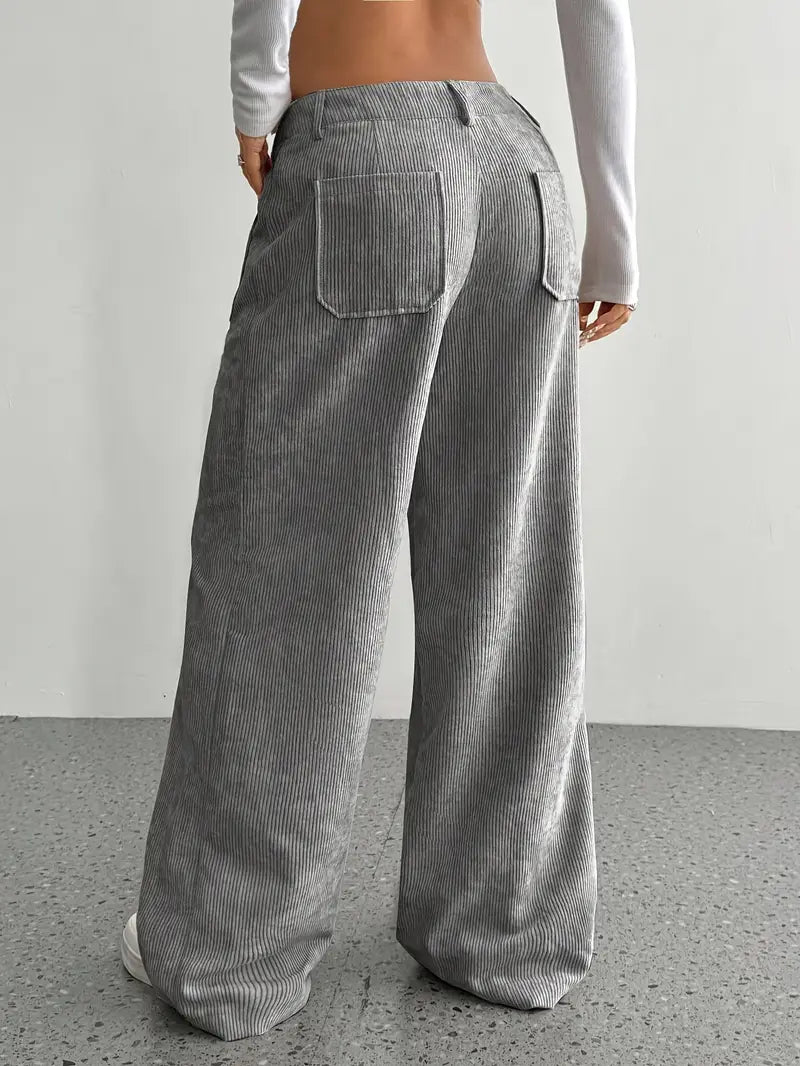 High-Waisted Corduroy Pants | Wide Leg Design | Comfortable Fit for Everyday Wear | Soft Cotton Blend