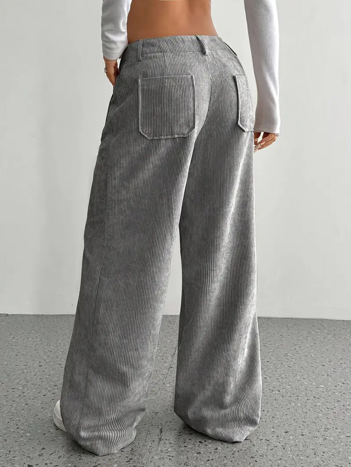 High-Waisted Corduroy Pants | Wide Leg Design | Comfortable Fit for Everyday Wear | Soft Cotton Blend