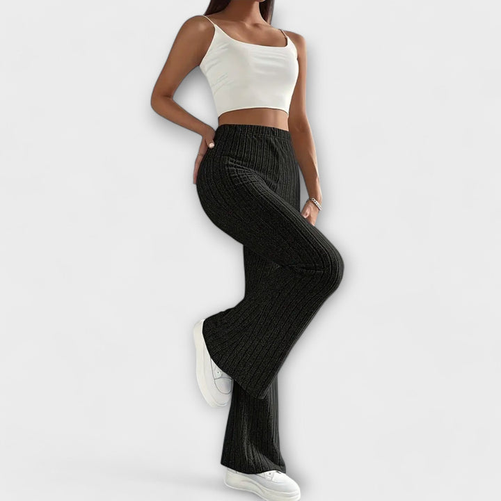 Flared Pants | High-Waisted Design | Comfortable Fit for All-Day Wear | Soft Cotton Blend
