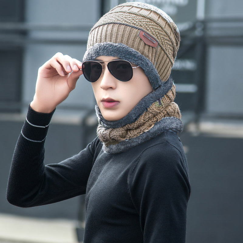 Knit winter beanie and scarf set in cozy styling