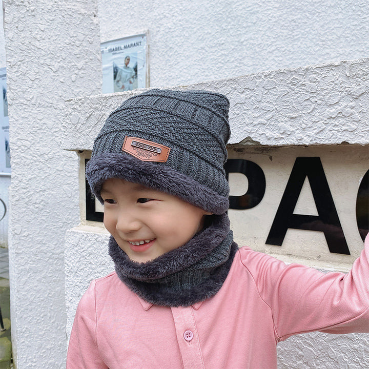 Knit winter beanie and scarf set in cozy styling