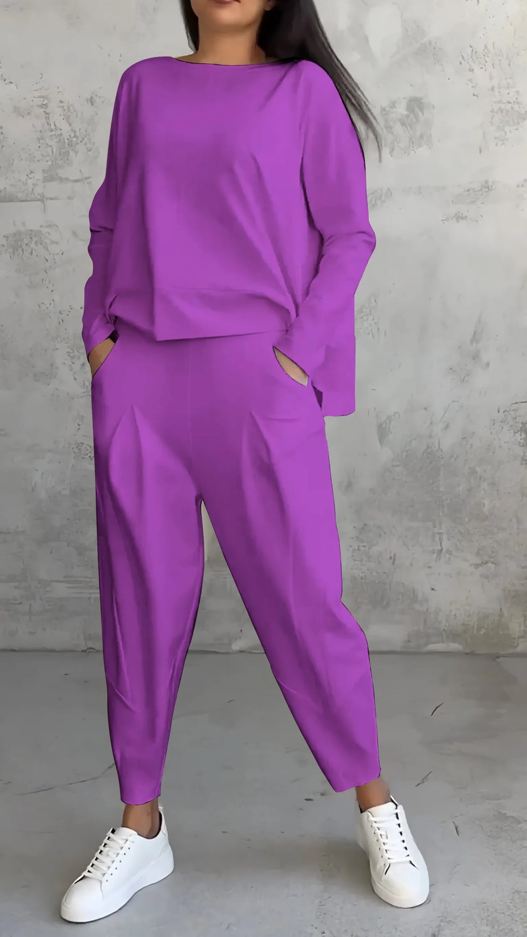 Alessandra | Women's Casual Long Sleeve Top and Harem Pants Set | Two-Piece