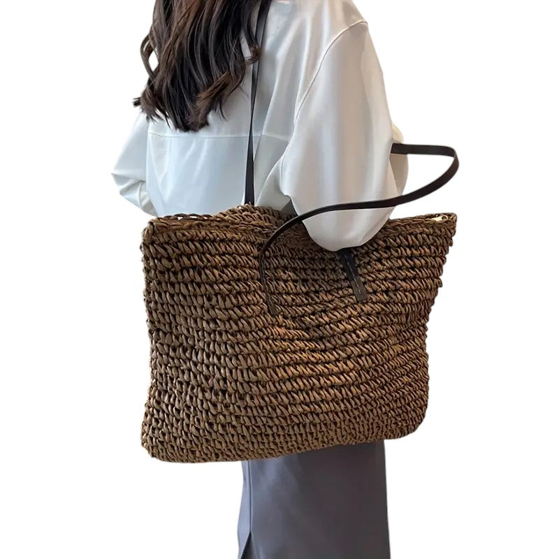 Woven Tote Bag | Spacious Design | Perfect for Shopping or Beach Days | Durable Fabric