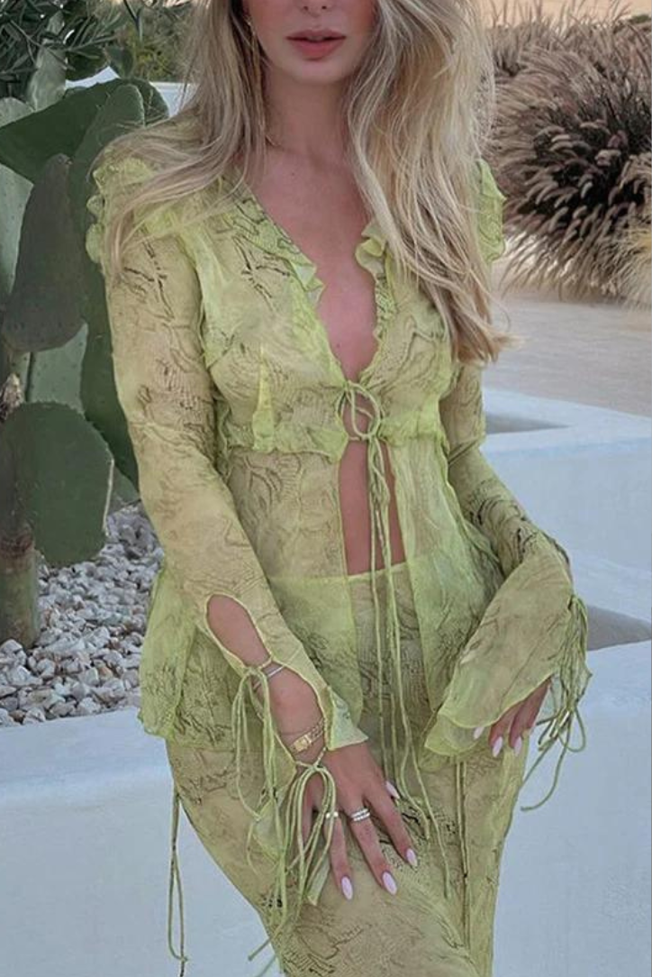 Lime Sharlene Set | Vibrant Color | Perfect for Summer Outings | Comfortable and Versatile Outfit
