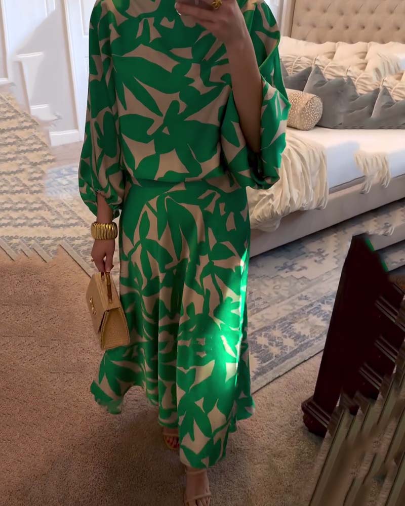 Two-Piece Printed Set | Lantern Sleeves | Comfortable and Chic | Perfect for Any Occasion