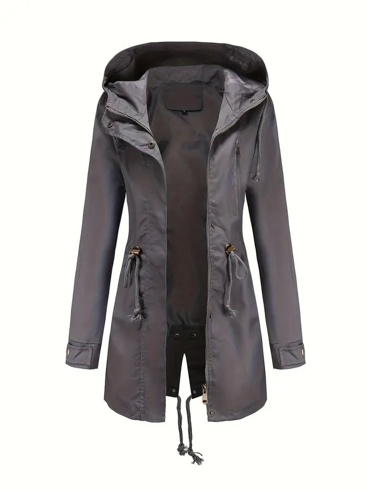 Women's Long-Sleeved Waterproof Trench Coat | With Hood