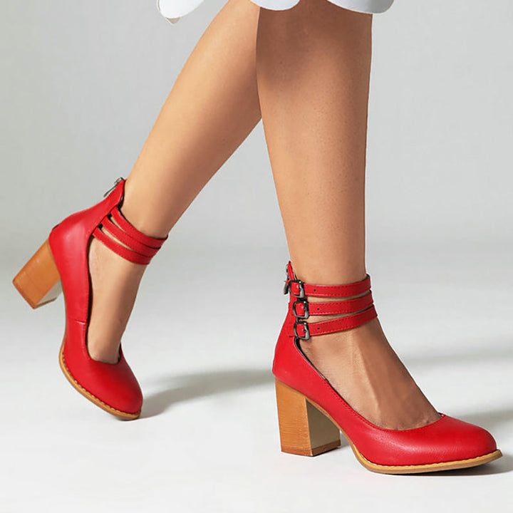 Smooth Sandals | Comfortable Ankle Strap | Supportive Thick Heel | Versatile Footwear for Everyday Wear
