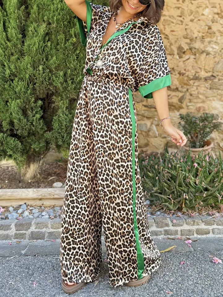 Leopard Print Wide Leg Ensemble | Effortless Style | Perfect for Any Occasion | Lightweight Fabric
