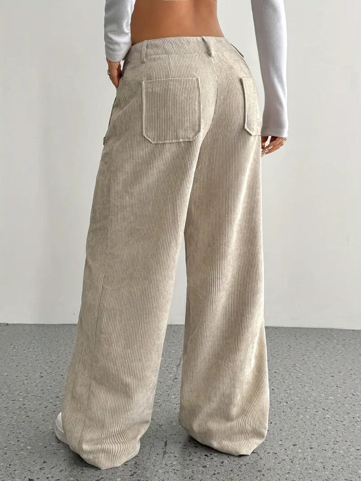 High-Waisted Corduroy Pants | Wide Leg Design | Comfortable Fit for Everyday Wear | Soft Cotton Blend