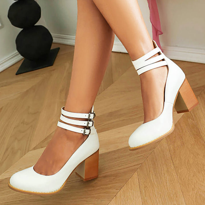 Smooth Sandals | Comfortable Ankle Strap | Supportive Thick Heel | Versatile Footwear for Everyday Wear