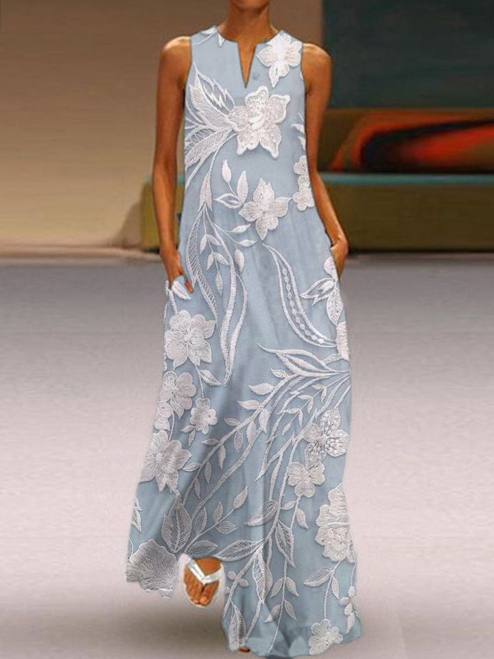 Sleeveless Printed Dress | Elegant Design | Perfect for Special Occasions | Lightweight Fabric