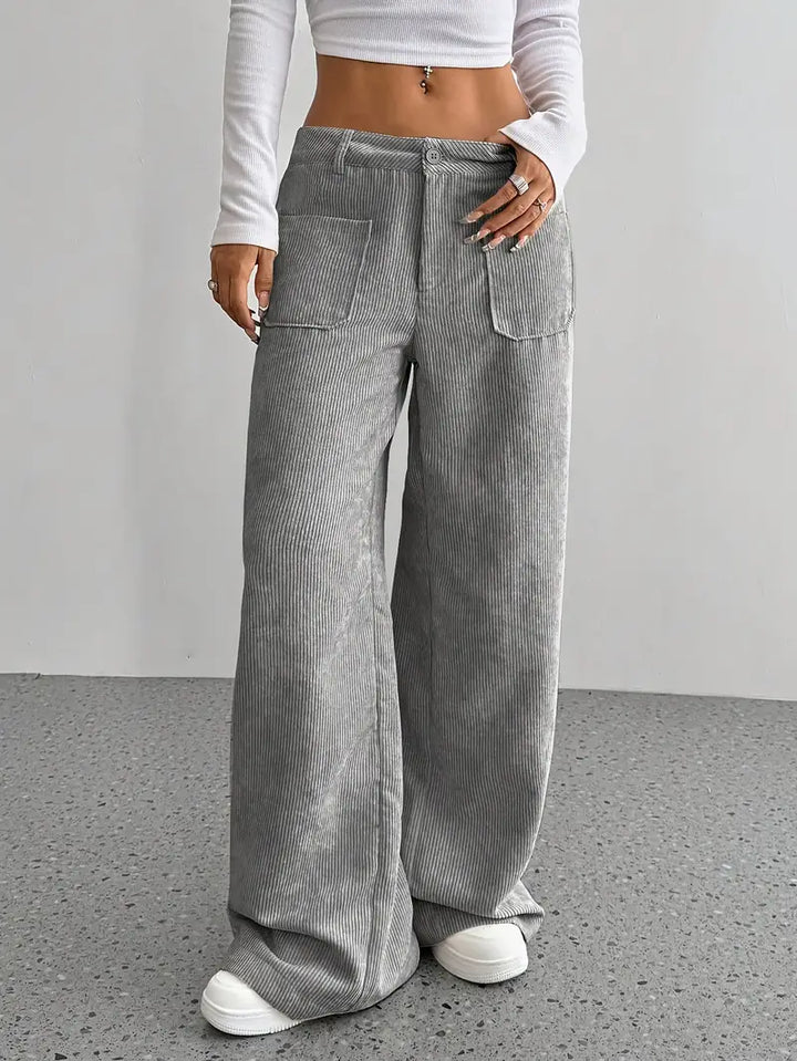 High-Waisted Corduroy Pants | Wide Leg Design | Comfortable Fit for Everyday Wear | Soft Cotton Blend