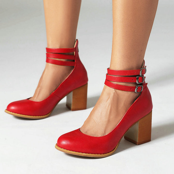Smooth Sandals | Comfortable Ankle Strap | Supportive Thick Heel | Versatile Footwear for Everyday Wear