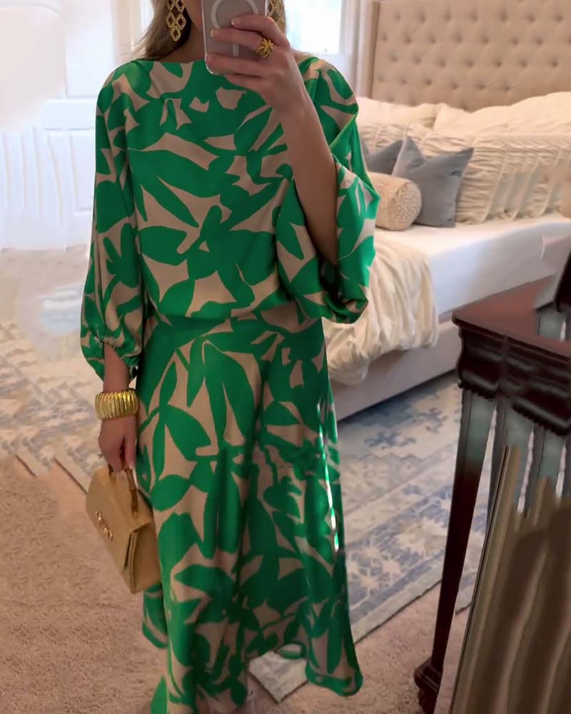 Two-Piece Printed Set | Lantern Sleeves | Comfortable and Chic | Perfect for Any Occasion