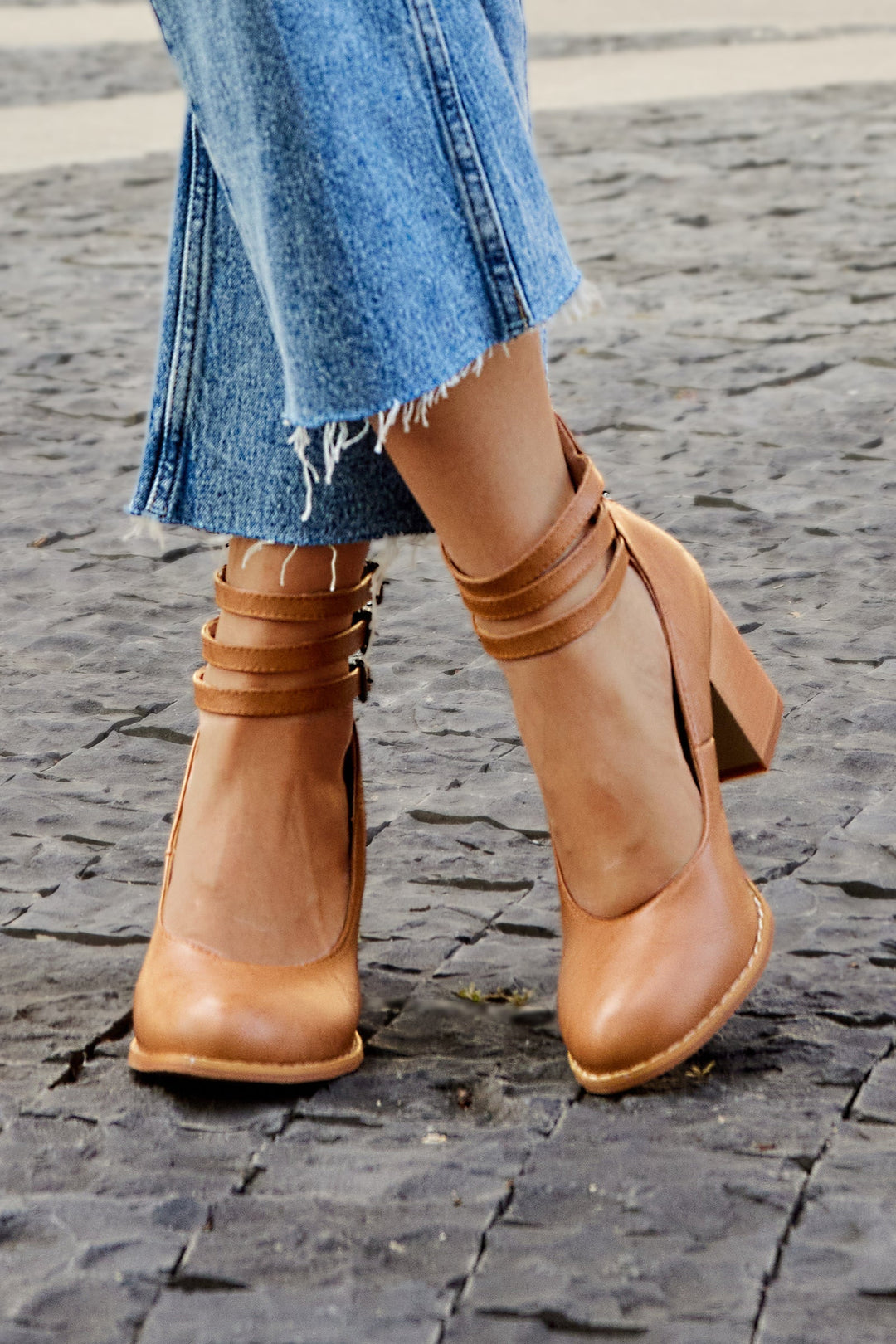 Smooth Sandals | Comfortable Ankle Strap | Supportive Thick Heel | Versatile Footwear for Everyday Wear