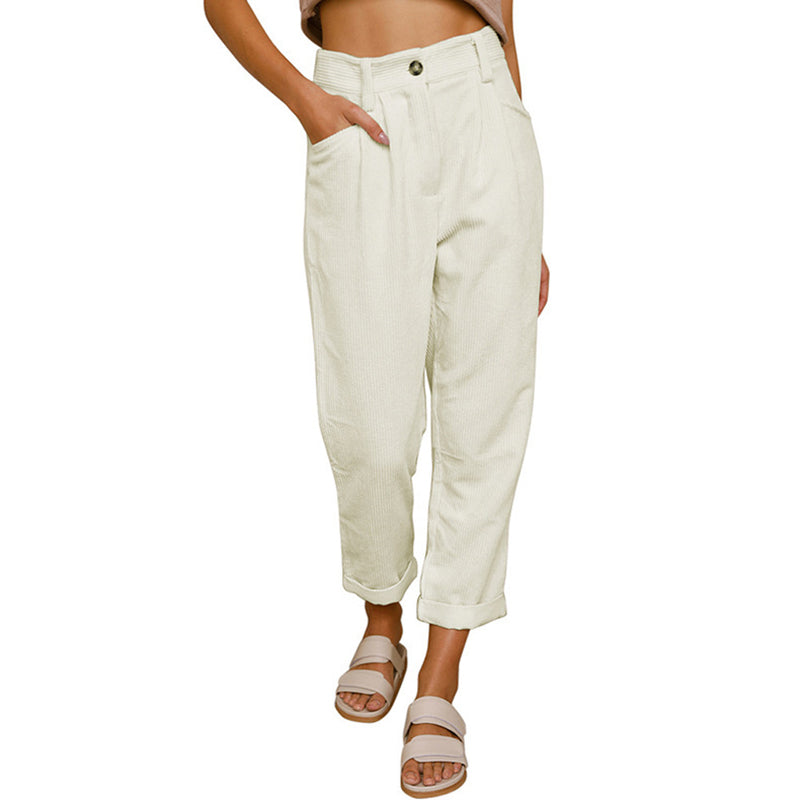 Corduroy Pants for Women | High Waist Design | Comfortable Fit for Everyday Wear | Soft Cotton Blend