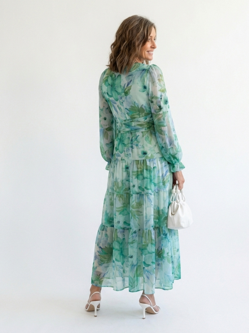 Maxi Dress | Long Sleeve Floral Design | Perfect for Any Occasion | Lightweight and Comfortable Fabric