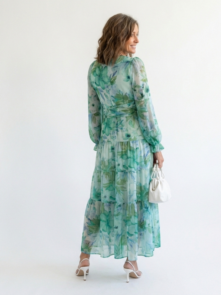 Maxi Dress | Long Sleeve Floral Design | Perfect for Any Occasion | Lightweight and Comfortable Fabric