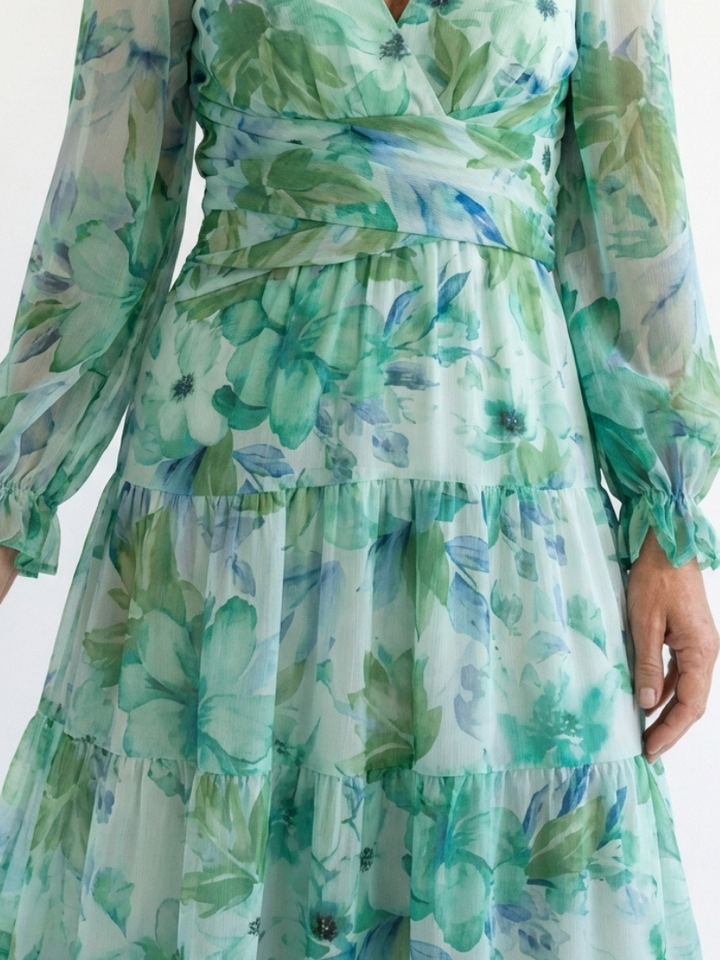Maxi Dress | Long Sleeve Floral Design | Perfect for Any Occasion | Lightweight and Comfortable Fabric