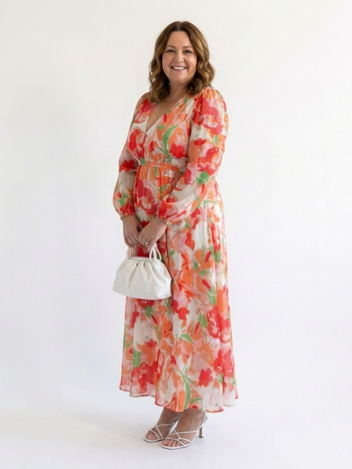 Maxi Dress | Long Sleeve Floral Design | Perfect for Any Occasion | Lightweight and Comfortable Fabric