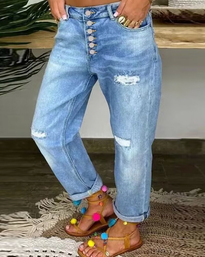 Women's Low-Waisted Casual Pants | Blue