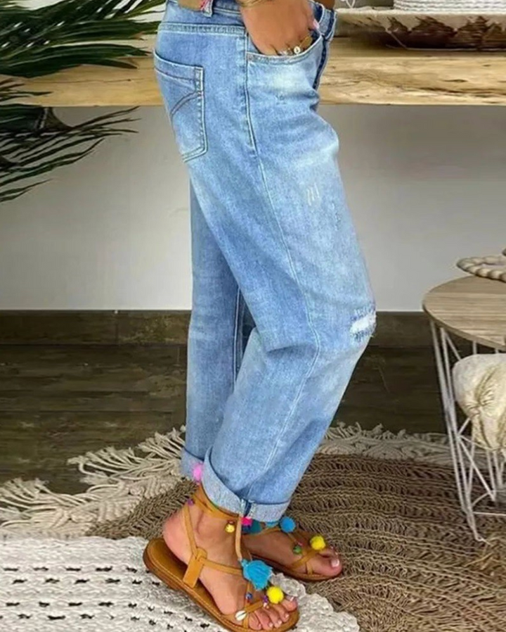 Women's Low-Waisted Casual Pants | Blue