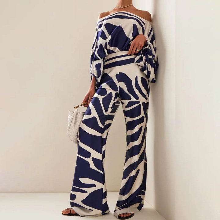 Women's One-Shoulder Printed Two-Piece Set | Stylish