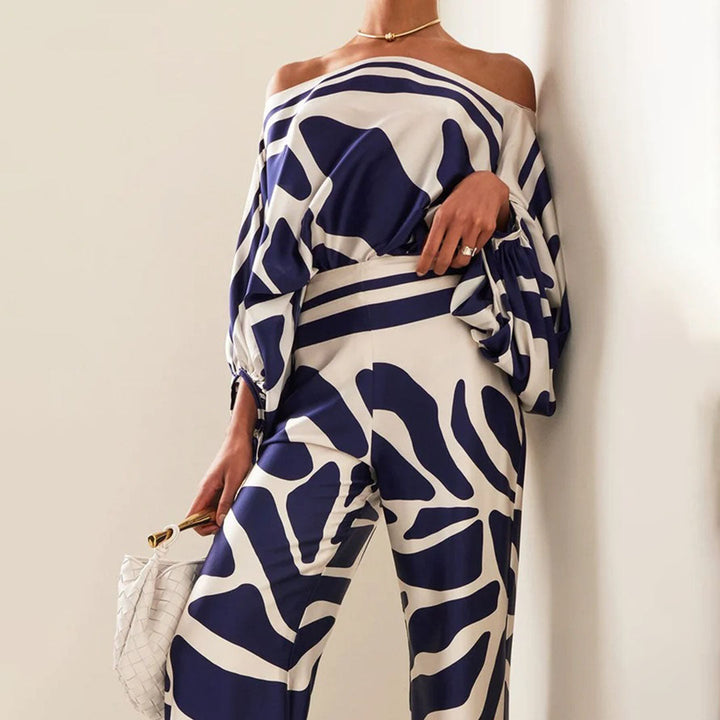One-Shoulder Printed Two-Piece Set | Chic Design | Perfect for Summer Outings | Lightweight Fabric