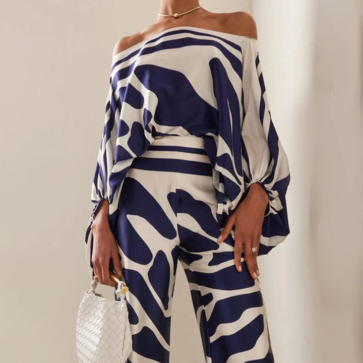 Women's One-Shoulder Printed Two-Piece Set | Stylish